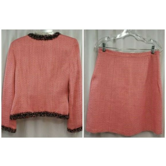 APT. 9 Skirt Suit 2-PC Pink Black Tweed Elegant Skirt Suit Lined Size 10 - Picture 2 of 12